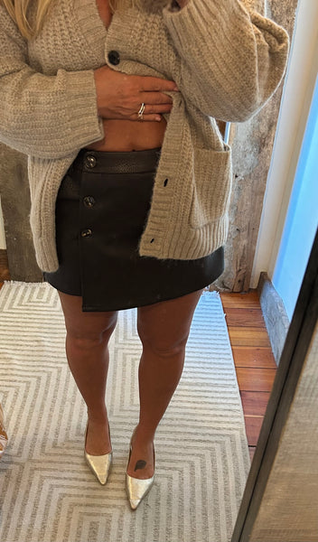 Jade Faux Leather Wrap Skort
