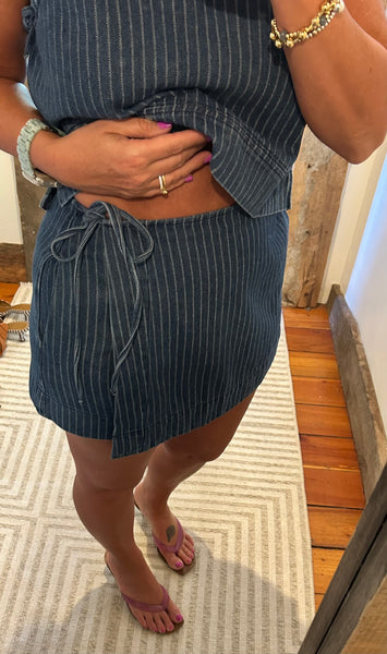 Pinstripe Denim Skort