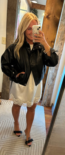 Corin Faux Leather Bubble Hem Jacket