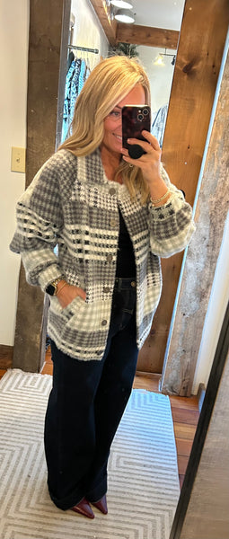 Plaid Bomber Coatigan