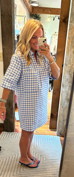 Tia Gingham Oversized Shirt Dress