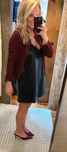 Gabby Faux Leather Dress with Lace Accent