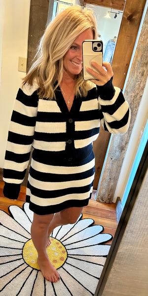 Tory Striped V Neck Cardi