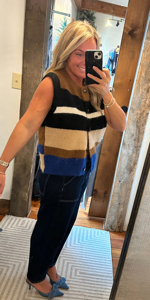 Striped Button Up Vest