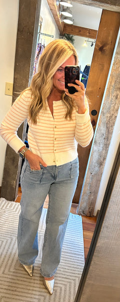 Sofie Striped Button Front Cardi