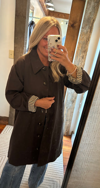 Lena Check Midi Trench Coat