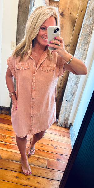 Washed /button Down Dress