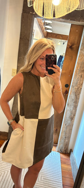 Suede Color-block Shift Dress