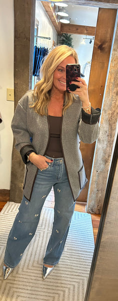 Contrast Trim Belted Coat