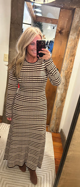 Rosetta Striped Midi Dress - The Green Shelf Boutique