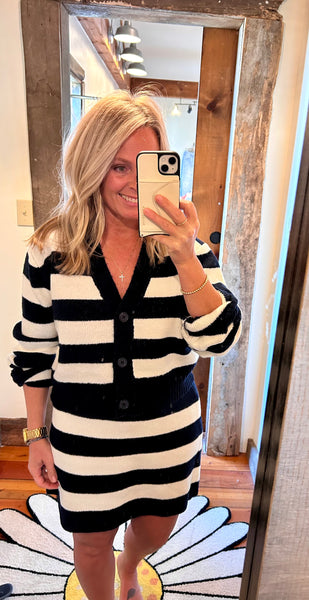 Tory Striped V Neck Cardi