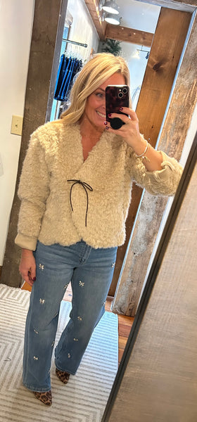 Faux Fur Bow Detail Jacket