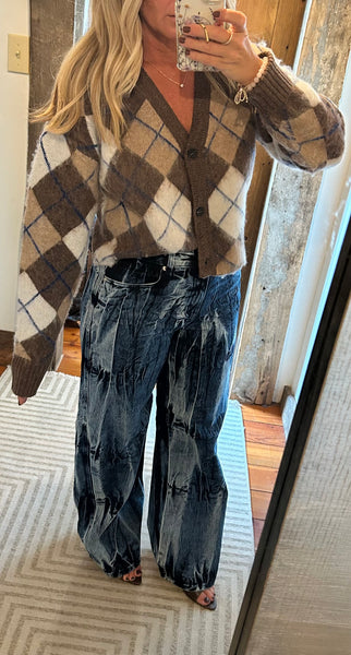 Brushed Argyle Jacquard Cardi