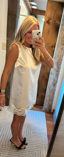 Satin Lace Trim Dress