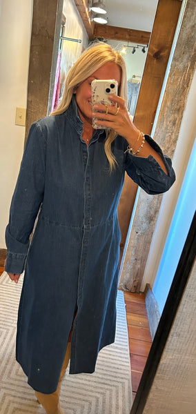 Button Down Denim Midi Dress