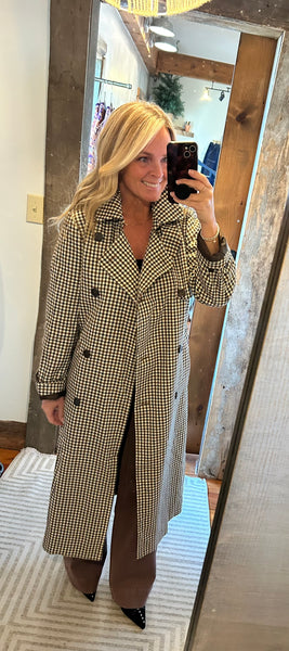 Plaid Belted Trench Coat