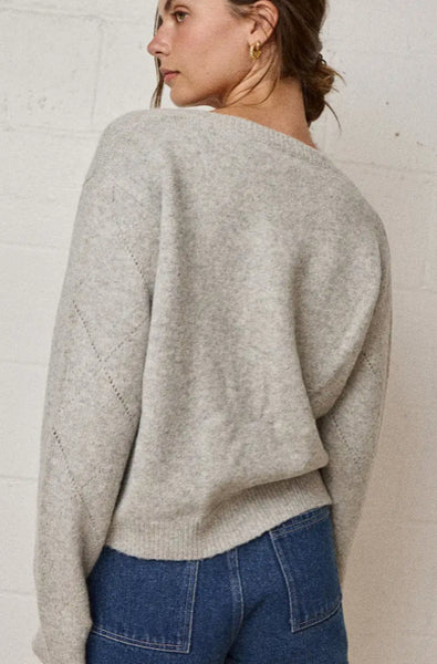 Diamond Print Bow Cardigan