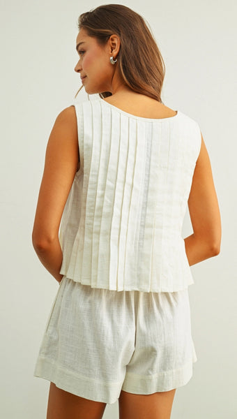 Gracie Pleated Linen Top