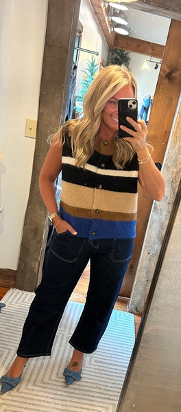 Striped Button Up Vest