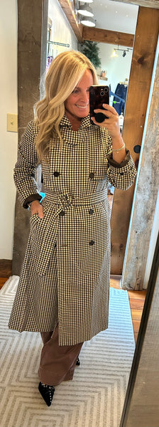 Plaid Belted Trench Coat