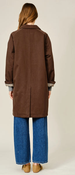 Lena Check Midi Trench Coat