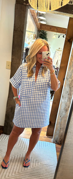 Tia Gingham Oversized Shirt Dress