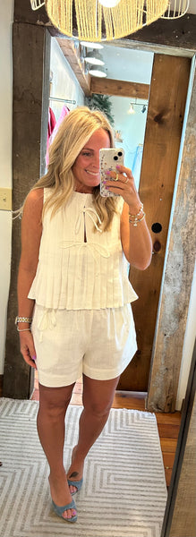 Gracie Pleated Linen Top