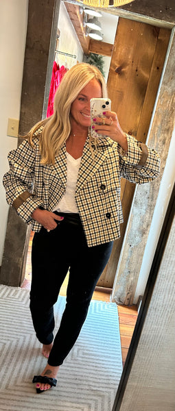 Oxford Plaid Short Trench