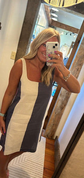 Bella Color-Blocked Linen Dress