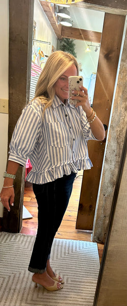 3/4 Sleeve Ruffle Hem Top
