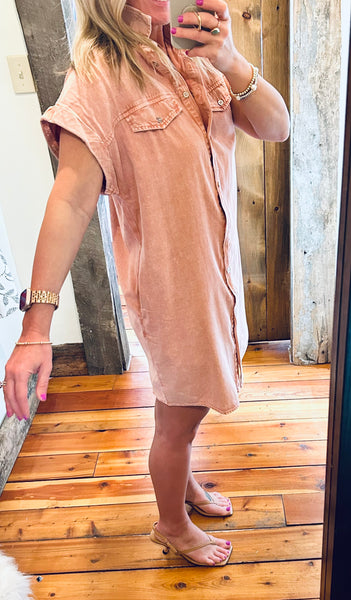 Washed /button Down Dress