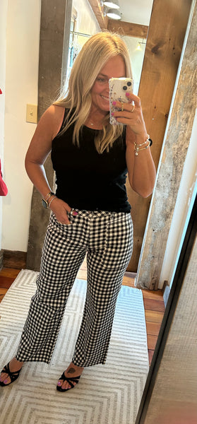 Gingham Cropped Utility Jean