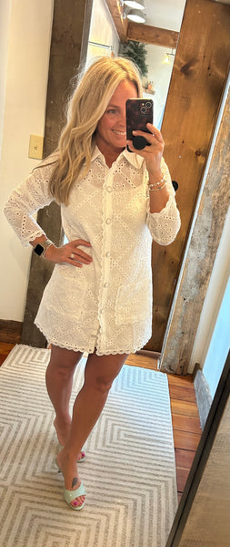 Reese Eyelet Long Sleeve Dress