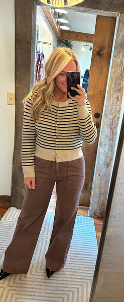 Sofie Striped Button Front Cardi