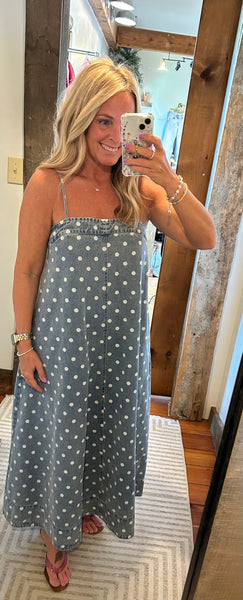 Ruby Polka Dot Denim Midi