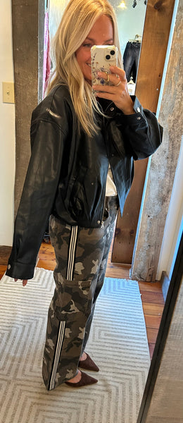 Corin Faux Leather Bubble Hem Jacket