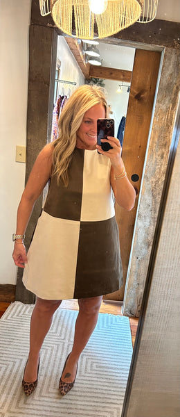 Suede Color-block Shift Dress