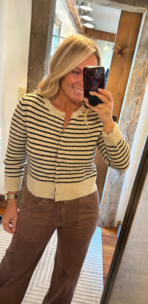 Sofie Striped Button Front Cardi