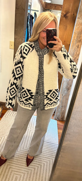 Textured Knit Sweater Jacket