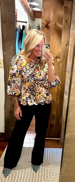 Floral Tie Detail Peplum Top