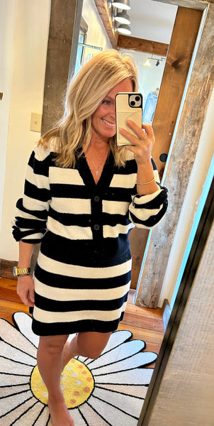 Tory Striped V Neck Cardi