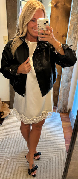 Corin Faux Leather Bubble Hem Jacket