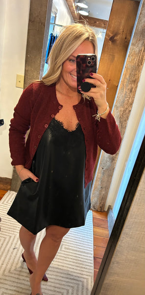 Gabby Faux Leather Dress with Lace Accent