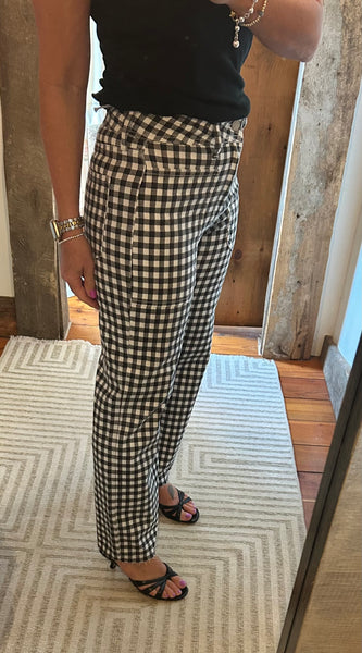 Gingham Cropped Utility Jean