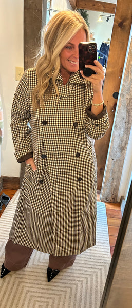 Plaid Belted Trench Coat