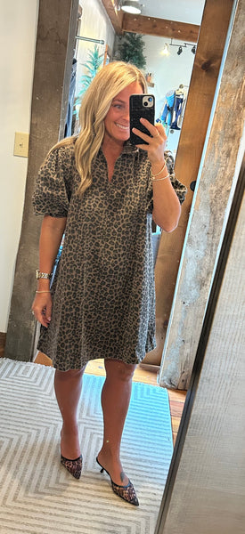 Leopard Denim Mini Dress