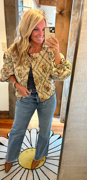 Floral Tapestry Bomber Jacket