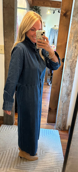 Button Down Denim Midi Dress