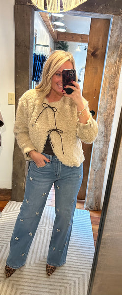 Faux Fur Bow Detail Jacket