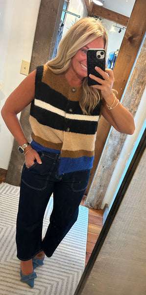 Striped Button Up Vest